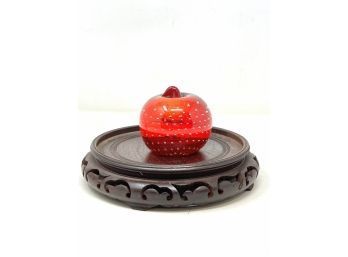 Vintage Glass Paperweight - Red Apple