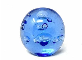 Vintage Blue Glass Paperweight