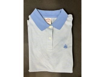 Brooks Brothers Women's Medium Blue Striped Polo Shirt