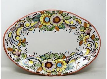 Vietri Solimene Rare Floral Oval Platter Made In Italy Hand Painted