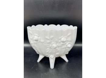 Unique Shaped Milk Glass Footed Vase