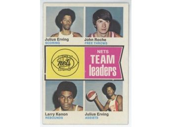 1974 Topps Nets Team Leaders W/ Julius Erving