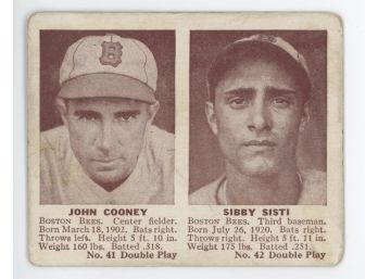 1941 Double Play John Cooney/ Sibby Sisti