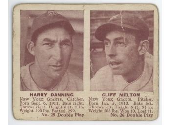 1941 Double Play Darry Danning/ Cliff Melton