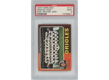 1975 Topps Mini #117 Orioles Team Card PSA 9 Mint