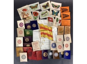 Estate Fresh Lot Of Early 1900s Silk/ Leather Tobacco Premiums