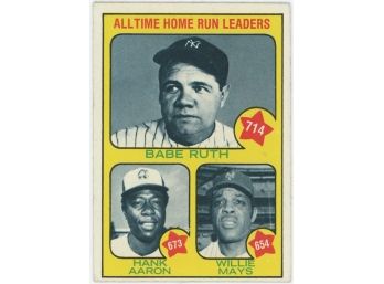 1973 Topps #1 All Time HR Leaders W/ Bab Ruth, Hank Aaron And Willie Mays
