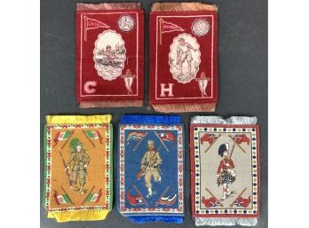 Lot Of (2) 1910 Murad B33 Tobacco Felts Harvard/ Colgate And 3 Early 1900s Tobacco Soldier Felt Premiums