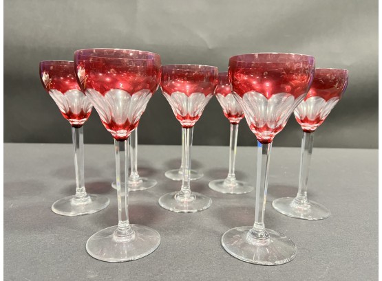 Val St Lambert Tilly TCPL Aperitif Red Crystal Glasses Set Of 8