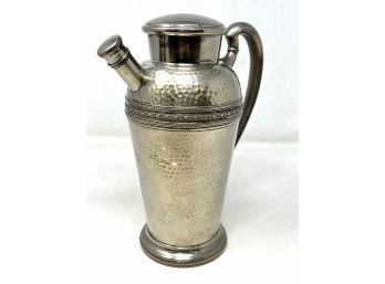 Antique Silver Plated Cocktail Shaker Hammered Finish