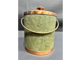 Vintage Mid Century Avocado And Copper Ice Bucket