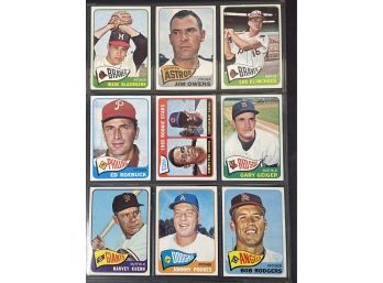 Lot Of 9 1965 Topps Baseball Cards