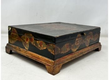 Antique Decoupage Footed Box