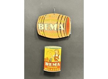 Circa 1940 Compressed Cardboard Advertising Sign For Bema Molasses