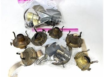 Large Lot Of Vintage Oil Lamp Parts