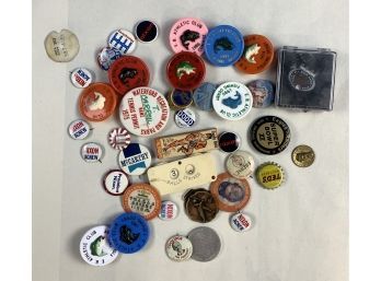 Misc Button Pin Coin Medallion Lot Sports Political And More!! ESTATE FRESH