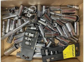 Large Socket Lot With Many Various Size Sockets And Socket Wrench