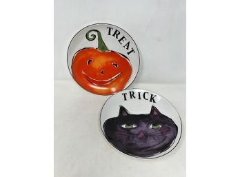Trick Or Treat Plates With Cat & Pumpkin Faces