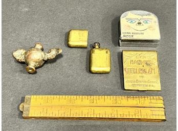 Lot Of Collectibles - Including A Lufkin Mr. Measure, Brass Lighter And Hanleys Peerless Ale Matchsafe