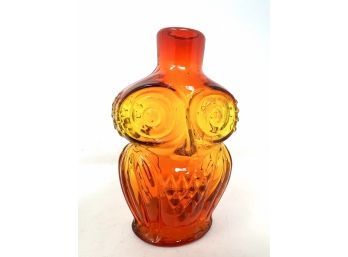 Vintage Viking Amberina Glass Owl Bottle Mid Century Modern