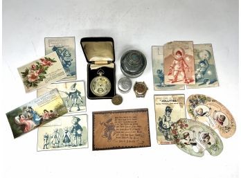 Junk Drawer Lot With 10k Gf Pocket Watch And More