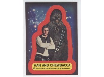 1977 Topps Star Wars Han And Chewbacca Sticker