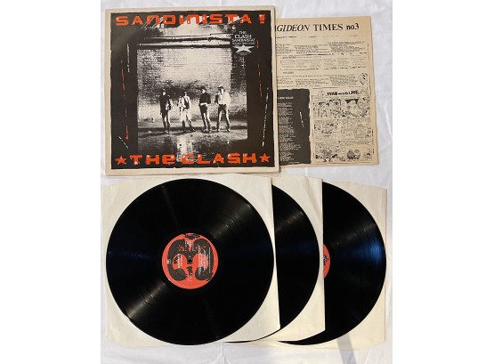 The Clash - Sandinista - 1980 UK 2nd 3xLP - FSLN1 COMPLETE W/ Original Newspaper And Hype Sticker On Cover EX