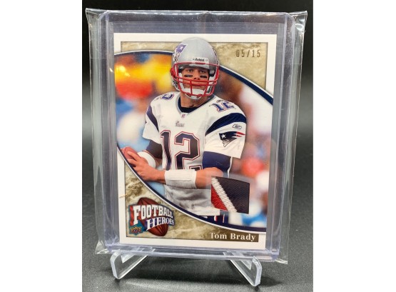 2009 Football Heroes Tom Brady Quad Color Game Used Patch Relic Serial Numbered Out Of 15