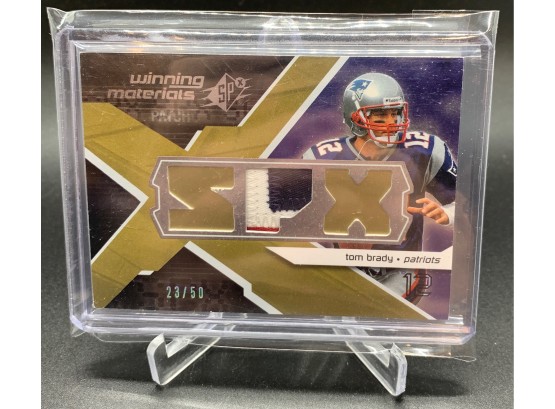 2008 SPX Tom Brady Triple Colored Game Used Patch Relic Serial Numbered Out Of 50