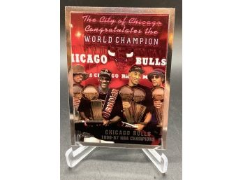 1997 Topps Chrome Chicago Bulls NBA Champions With Jordan And Pippen