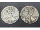 Pair Of 1941 Walking Liberty Silver Half Dollars