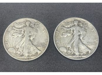 Pair Of Walking Liberty Silver Half Dollars 1942 1946