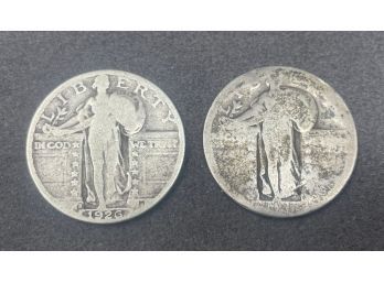 Pair Of Silver Standing Liberty Quarters