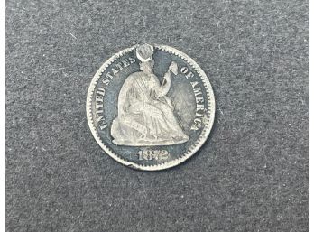 1872 Seated Liberty Half Dime Silver Plugged