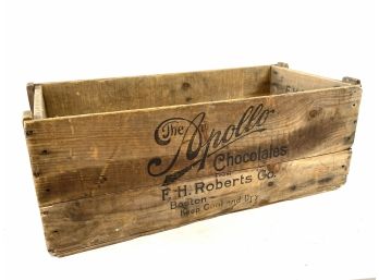 Antique Apollo Chocolates Advertising Wooden Shipping Box - Large