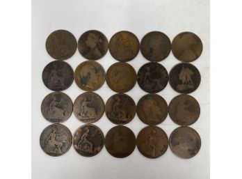 Lot Of Vintage English Large Cents Pennies Mixed Dates & Condition (4)