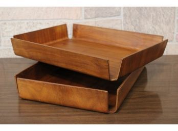 Vintage Bent Wood Desk Organizers Files Trays