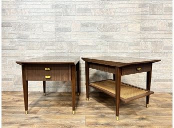 Pair Of Imperial Grand Rapids Atomic Era Tiered End Tables With Drawers