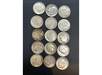 Lot Of (15) Silver Roosevelt Dimes