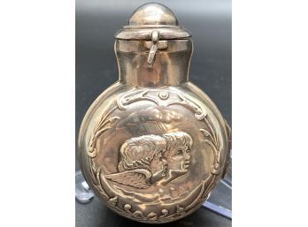 Beautiful Antique Sterling Silver Cherub Perfume Bottle Case