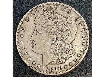 1884 Morgan Head Silver Dollar
