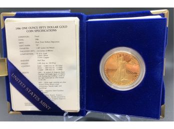 1986-W One Ounce $50 Gold Eagle