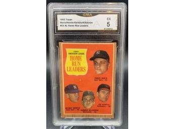 1962 Topps AL HR Leaders With Mickey Mantle, Roger Maris And Harmon Killebrew GMA 5