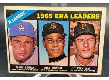 1966 Topps ERA Leaders With Koufax Marichal And Law