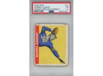 1948 Leaf Johnny Lujack PSA 1.5 Johnny Spelled Correct