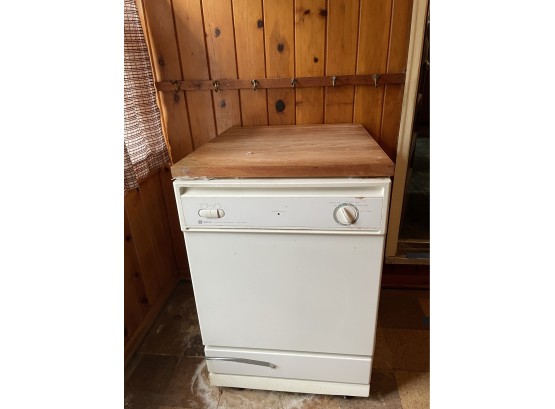 Portable Maytag Dishwasher With Wooden Top In Working Condition