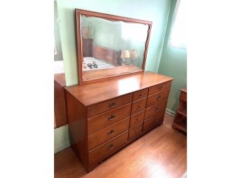 Long Ethan Allen Baumritter Vintage Dresser With Mirror In Good Used Condition
