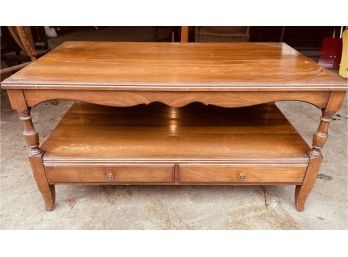 Antique Wooden Coffee Table With Two Drawers