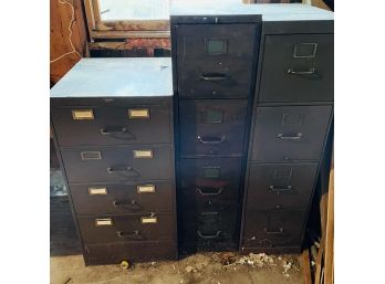 Lot Of 3 Vintage Metal Filing Cabinets