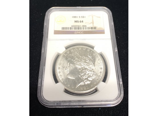 1881 S Morgan Head Silver Dollar NGC MS64